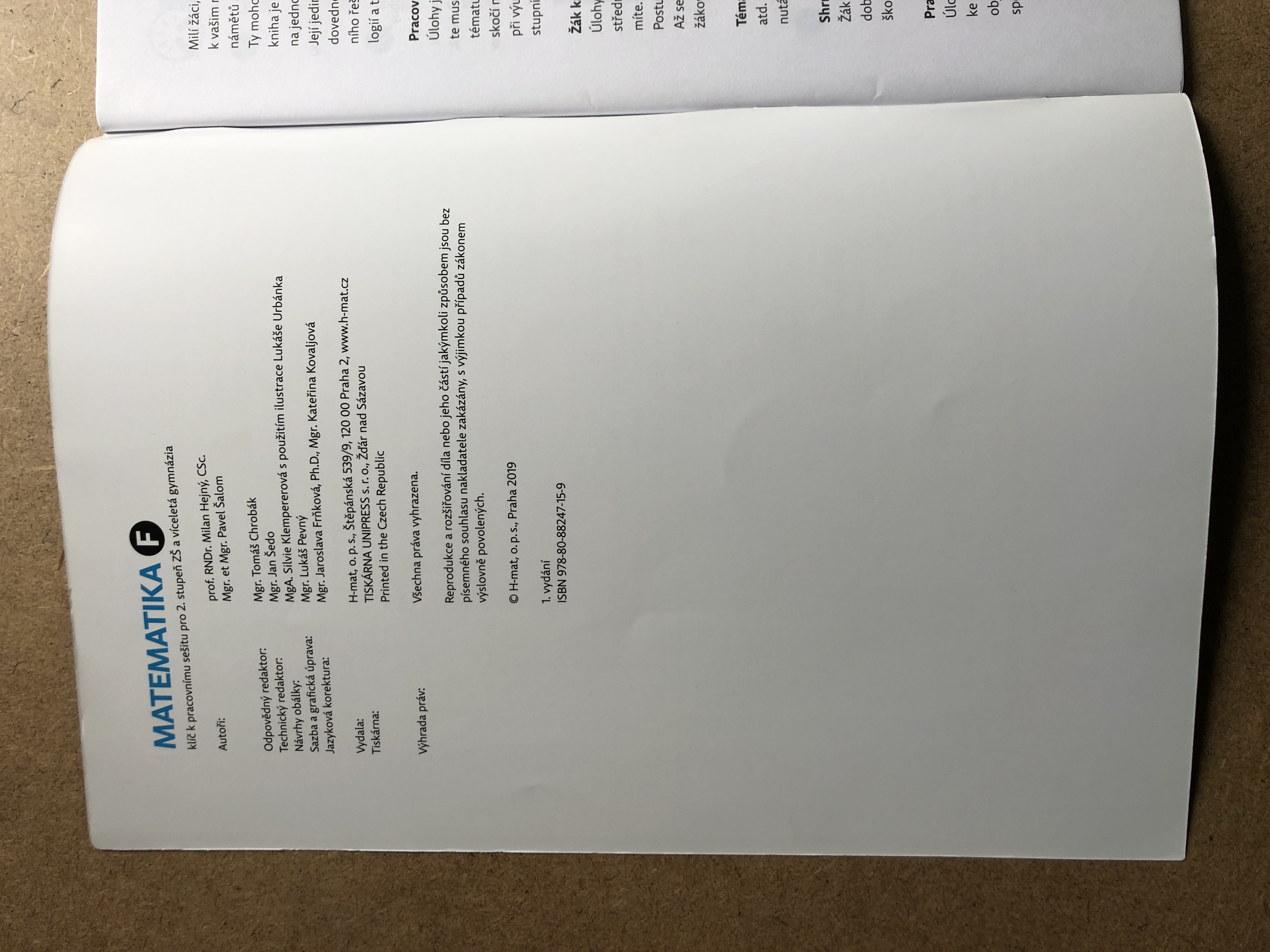 Matematika F - klíč k pracovnímu sešitu 