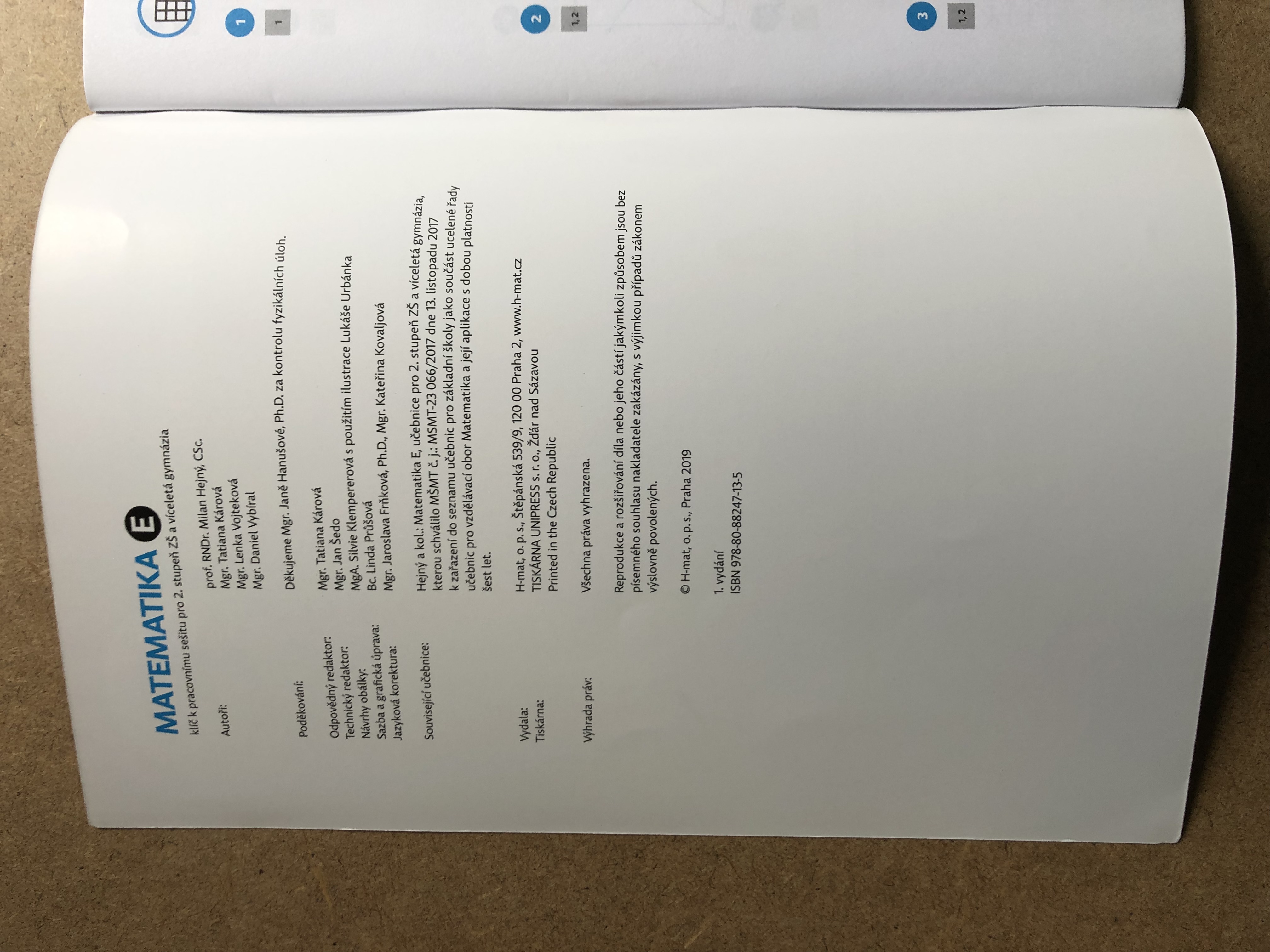 Matematika E - klíč k pracovnímu sešitu 