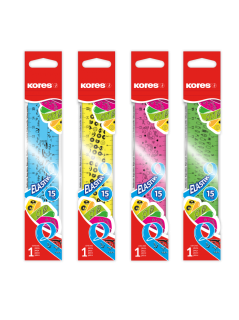 Pravítko ELASTIK Kores 15 cm mix barev
